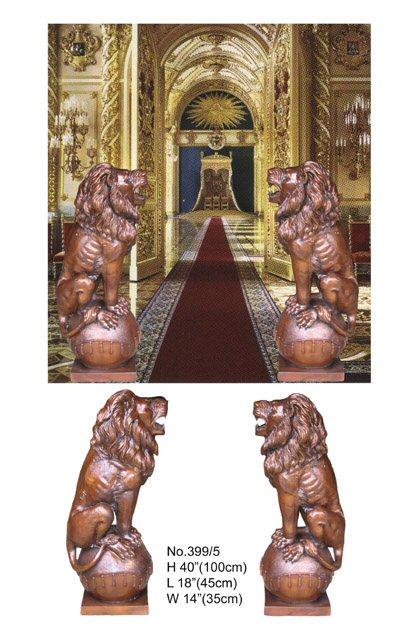 Lion Sitting on Ball (pair)