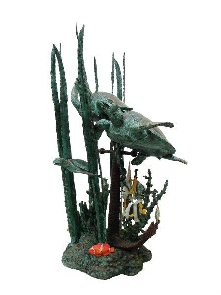Two Turtles In Sea Fountain