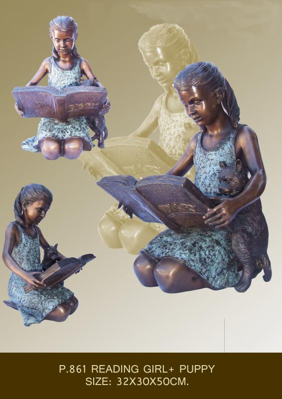 Girl Reading with Puppy