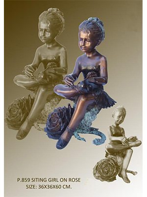 Ballerina Girl Sitting on Rose