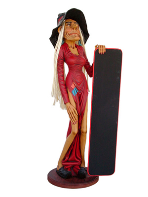 Skinny Witch Waitress with Menu Board