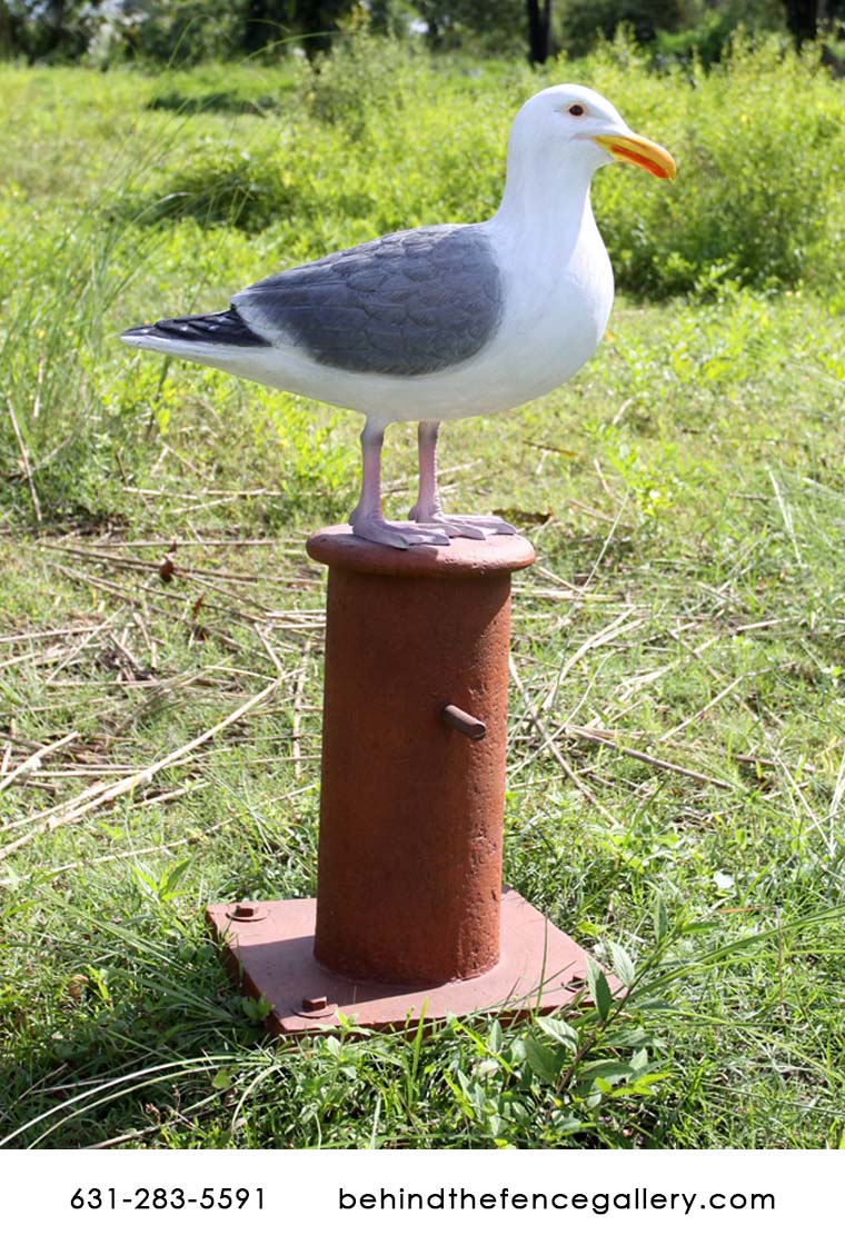 Seagull Statue on Mooring Pole Post
