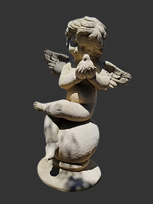 Fiberglass Cherub with Bird 3ft.