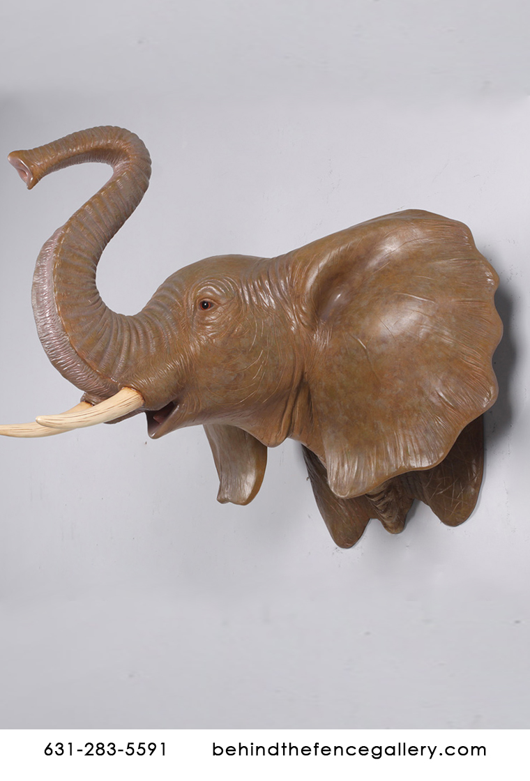 Elephant Head Trophy Mount Statue