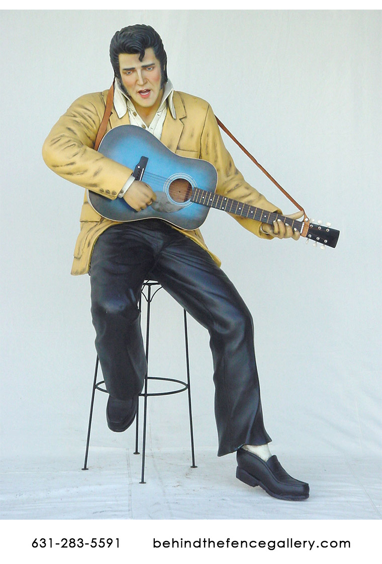 Elvis Presley Sitting on Stool Statue
