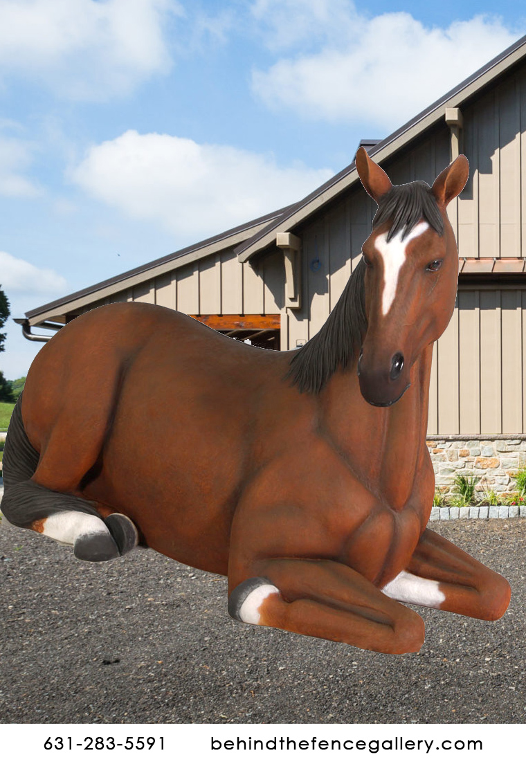 Life Size Horse Resting Statue Farm Animal Prop