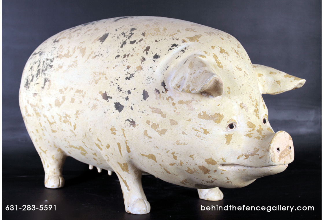 Pig Statue White Jumbo Gloucester Farm Animal Prop