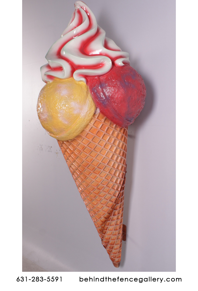 Hard Scoop Giant Wall Mounted Ice Cream Cone Statue