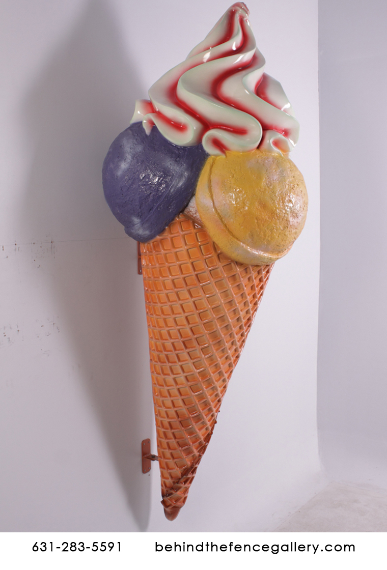 Hard Scoop Giant Wall Mounted Ice Cream Cone Statue
