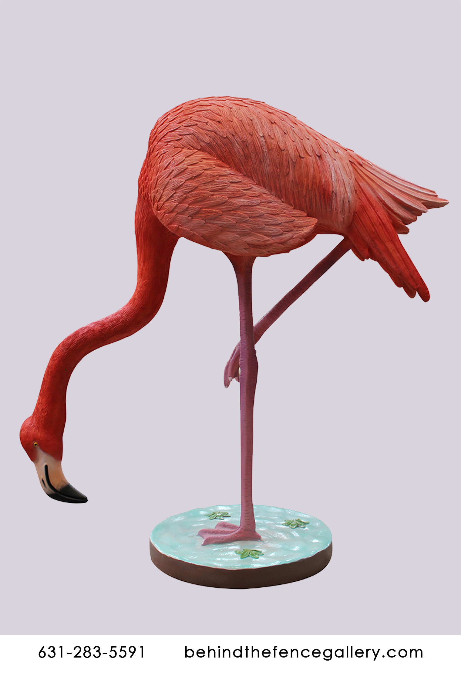 Flamingo Head Down on Base Statue