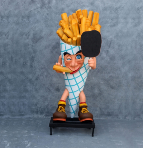 6 ft. Tall French Fry Man Statue with Sign