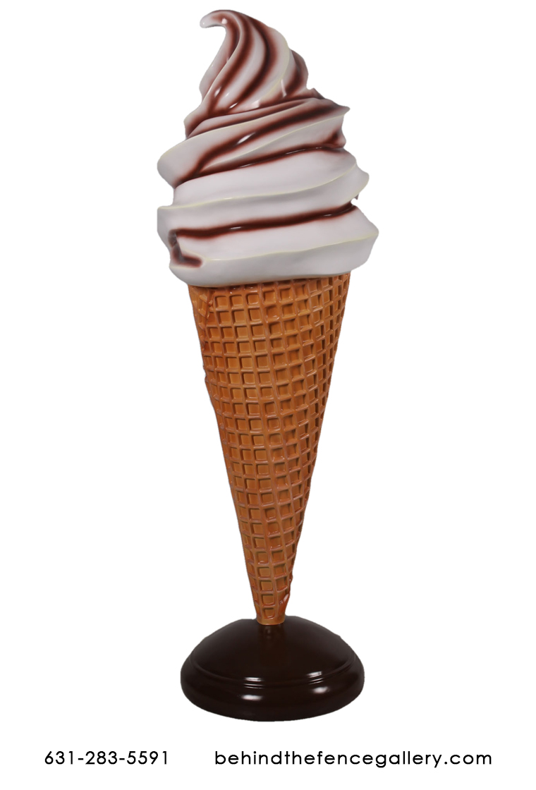 Giant Chocolate Vanilla Swirl Soft Serve Ice Cream Cone Statue