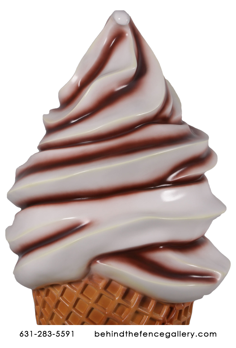 Giant Chocolate Vanilla Swirl Soft Serve Ice Cream Cone Statue