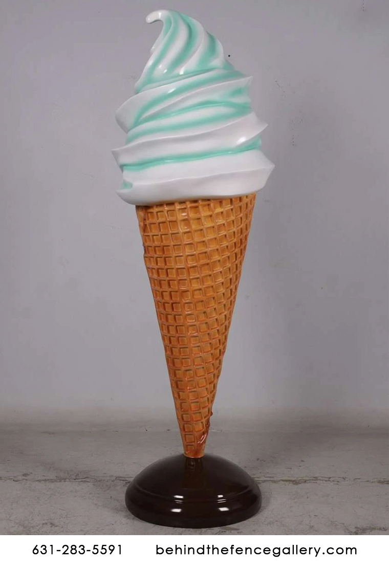 Giant Mint Vanilla Swirl Soft Serve Ice Cream Cone Statue