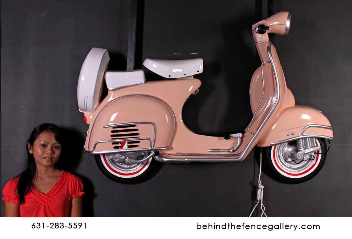 Pink Motor Scooter Wall Mounted Statue