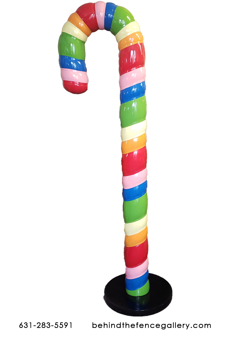 6 FT. Tall Rainbow Candy Cane with Base