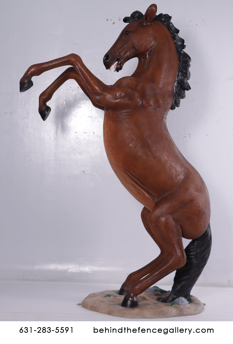 Rearing Chestnut Horse 8.5 Ft. Statue
