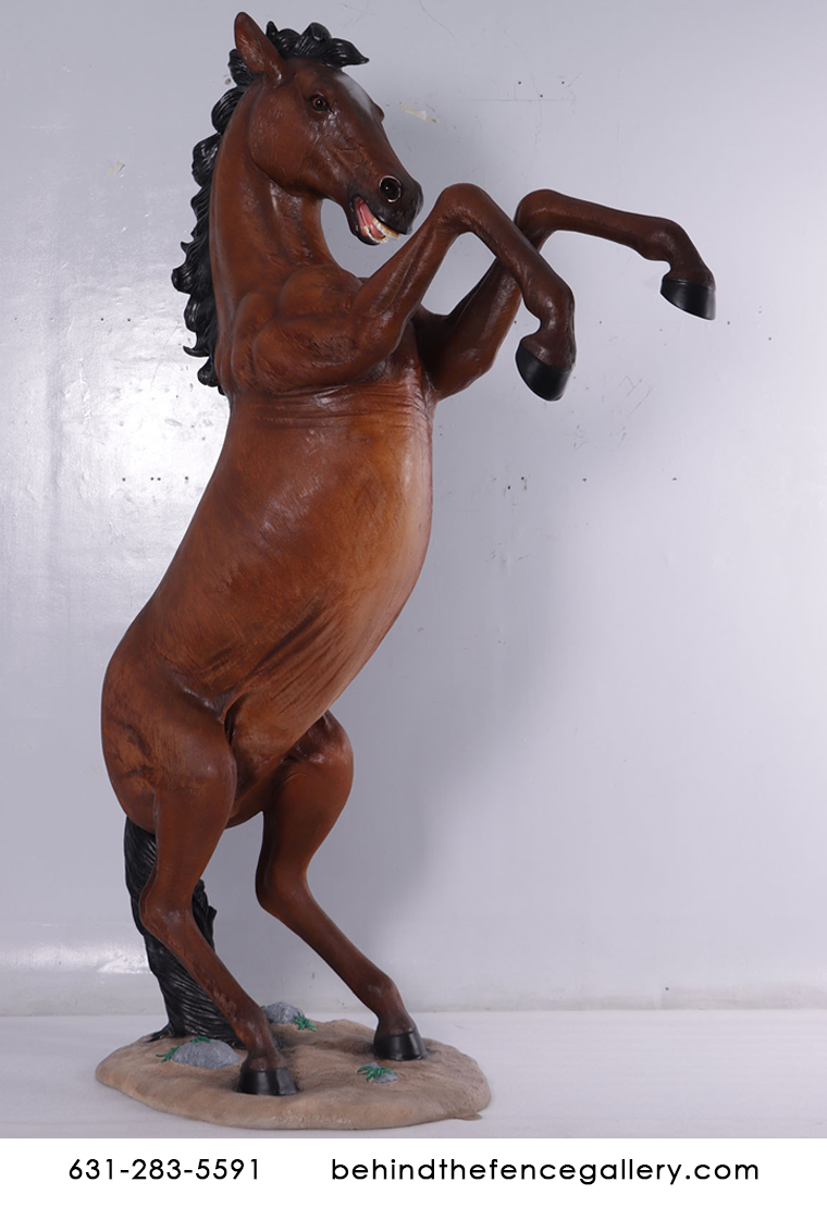 Rearing Chestnut Horse 8.5 Ft. Statue