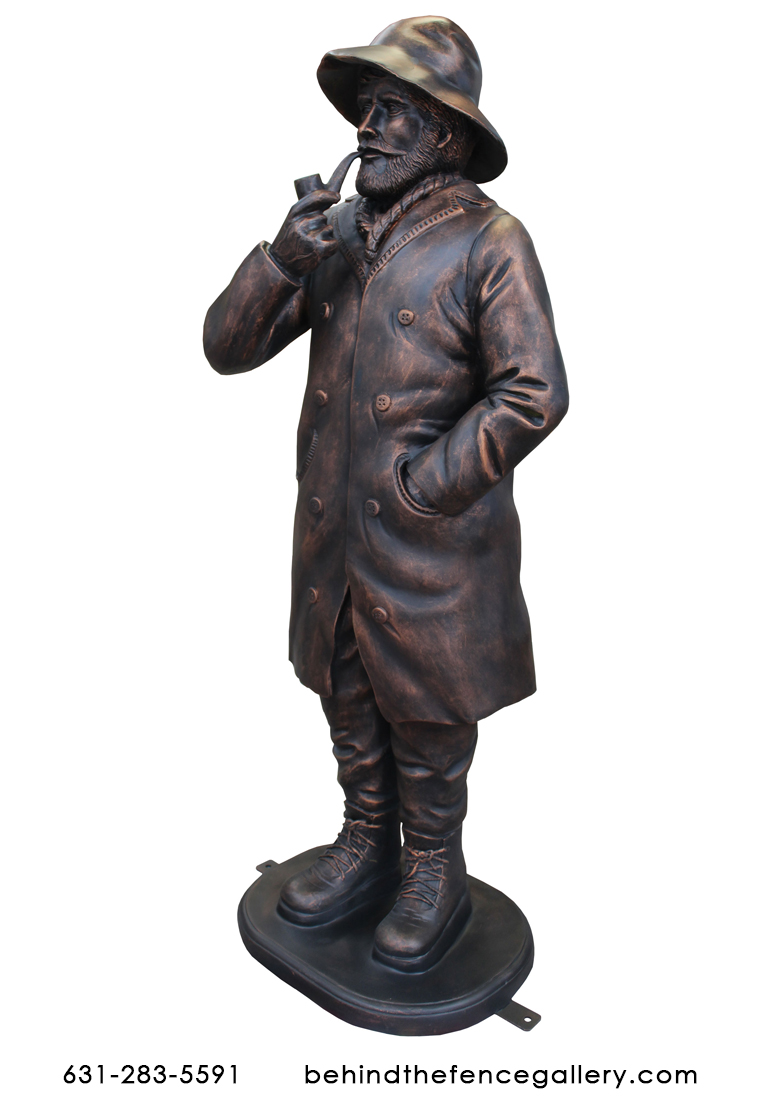 Jer's Fisherman: 4ft Tall Fisherman Statue in Bronze Finish