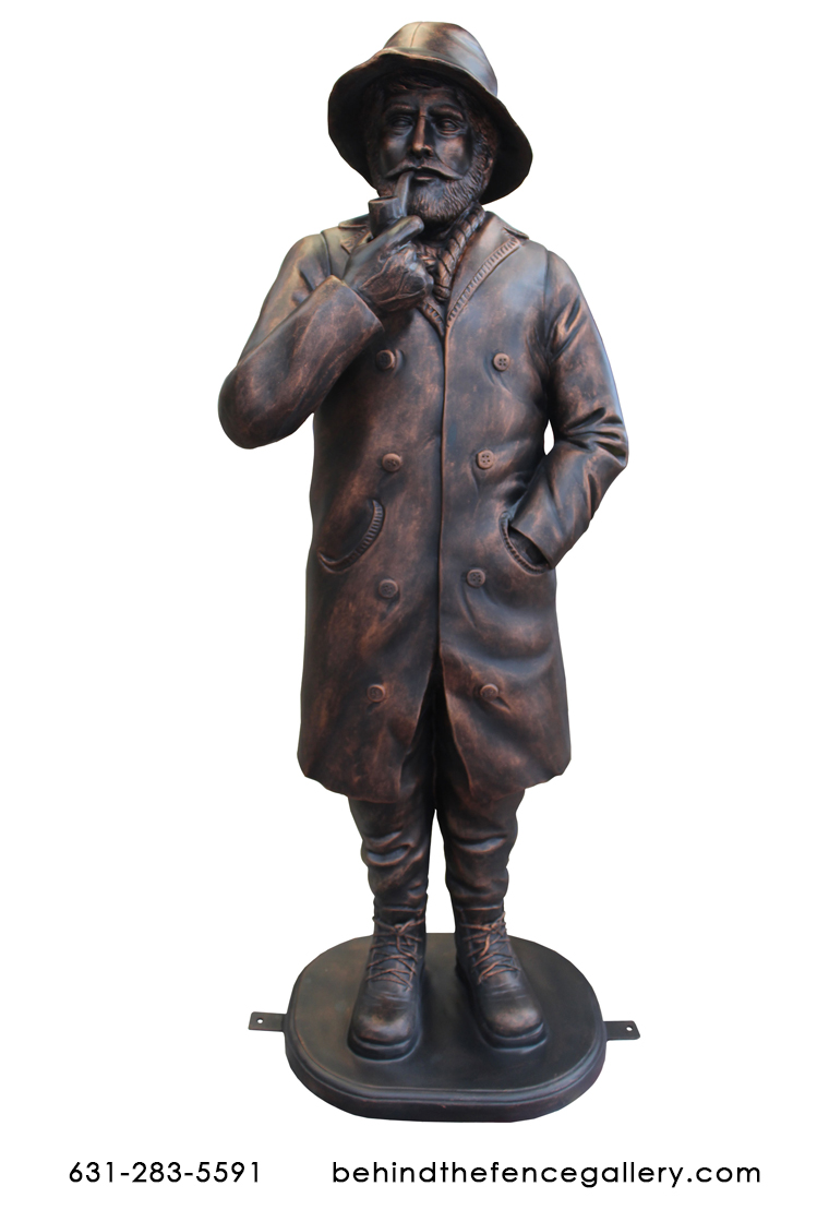 Jer's Fisherman: 4ft Tall Fisherman Statue in Bronze Finish