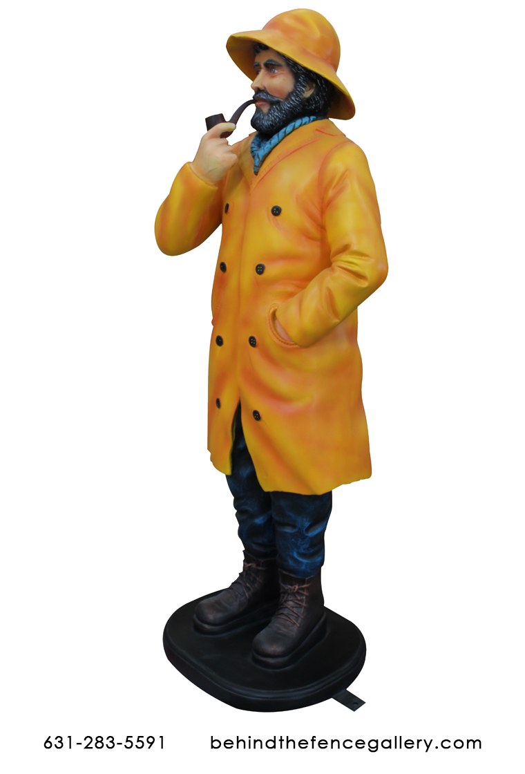 Jer's Fisherman 4ft Tall Raincoat Fisherman Statue