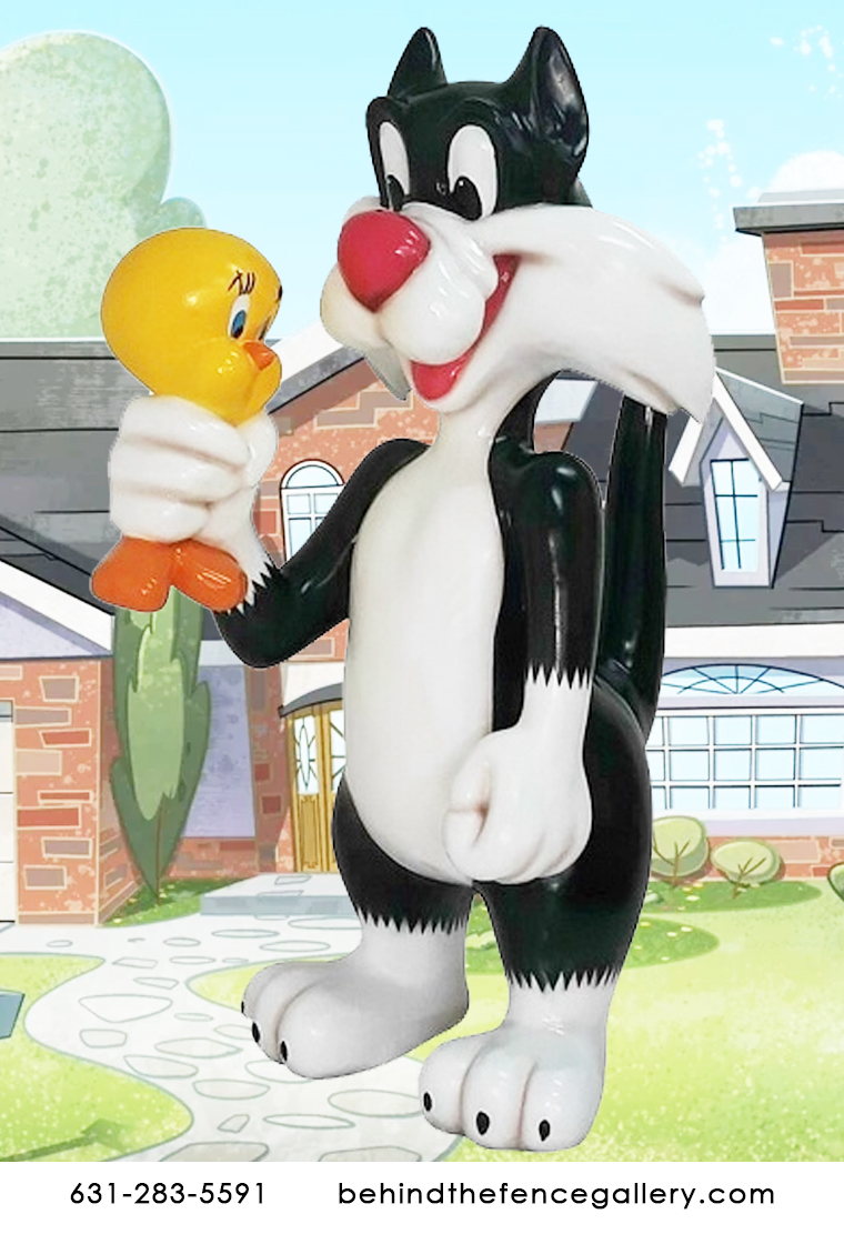 Jumbo Looney Cat and Bird Statue