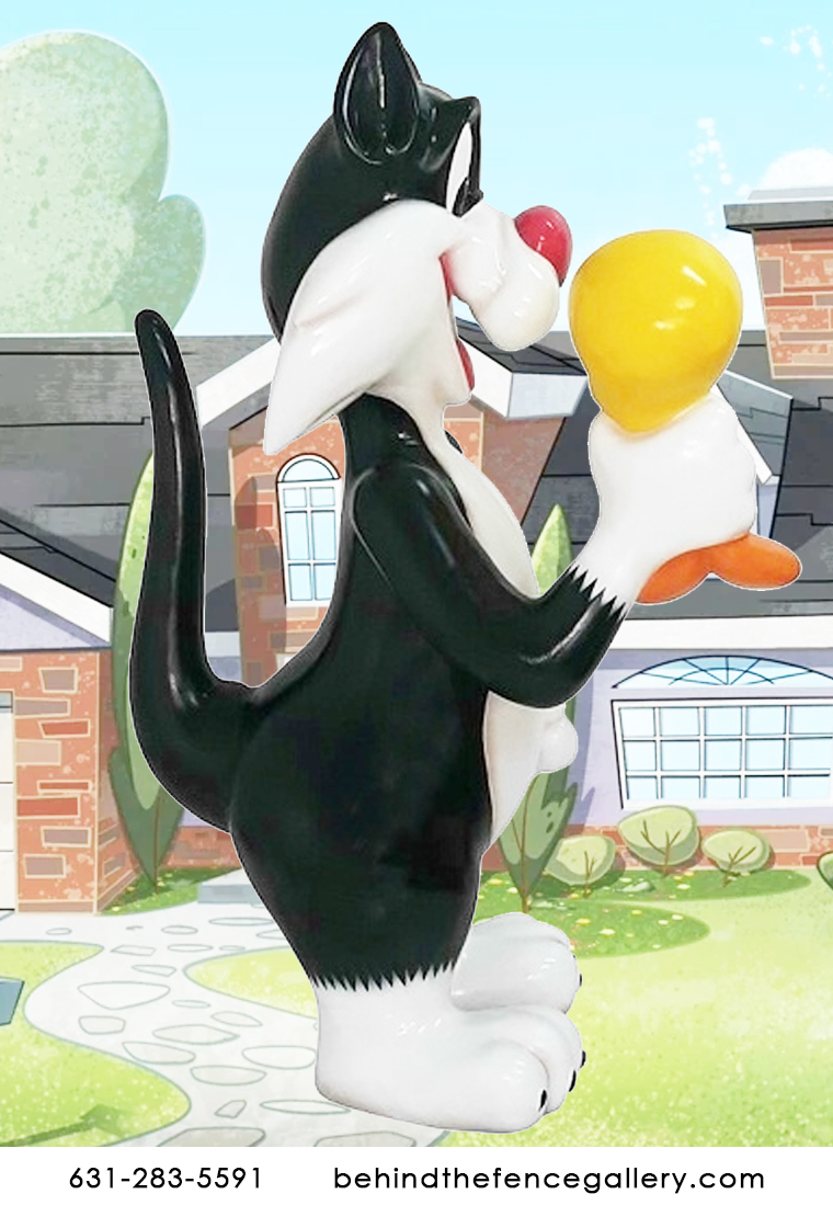 Jumbo Looney Cat and Bird Statue