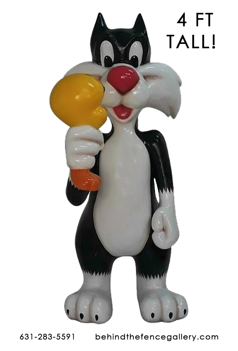 Jumbo Looney Cat and Bird Statue