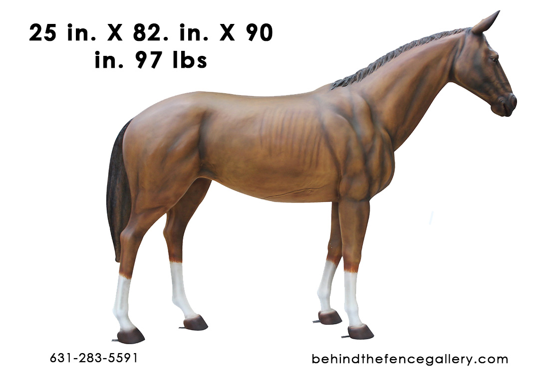 Life Size Horse Statue Standing Farm Animal Prop Smooth Finish