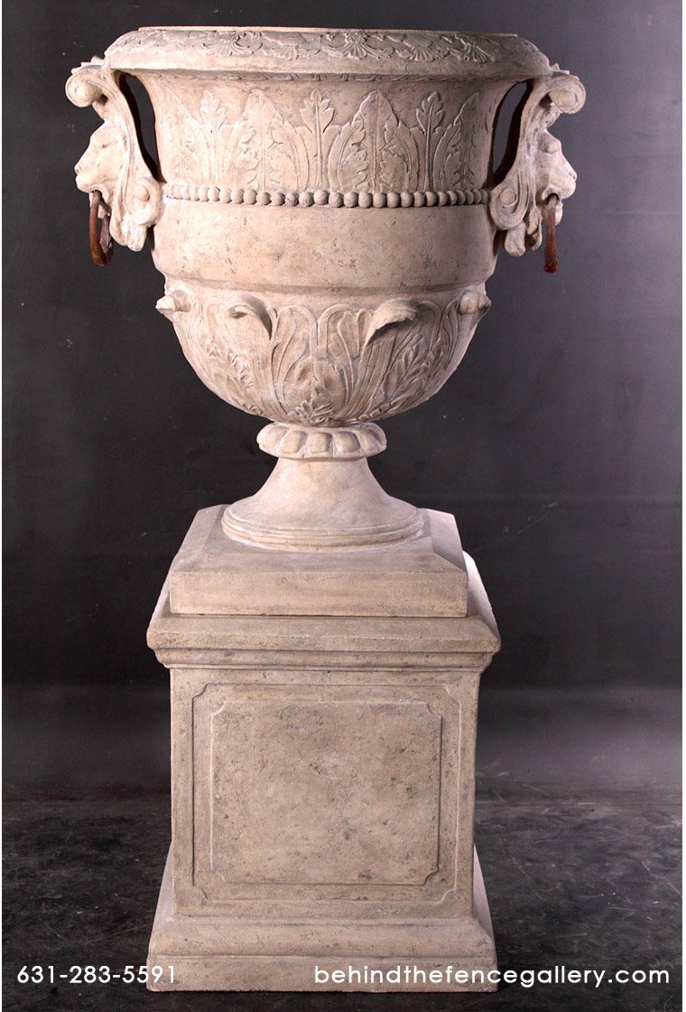 Large Lion Urn on Base