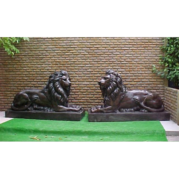 Pair of Bronze Laying Lions Pair of Bronze Laying Lions