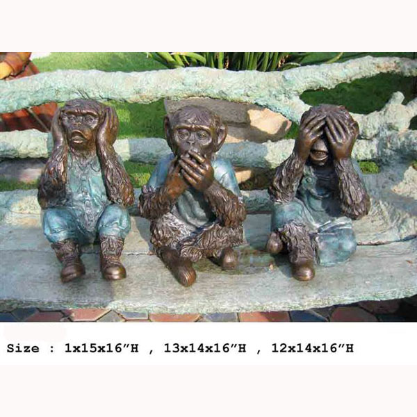 Set of 3 Bronze " Monkey, see, hear, & speaks no evil " Set of 3 Bronze " Monkey, see, hear, & speaks no evil "