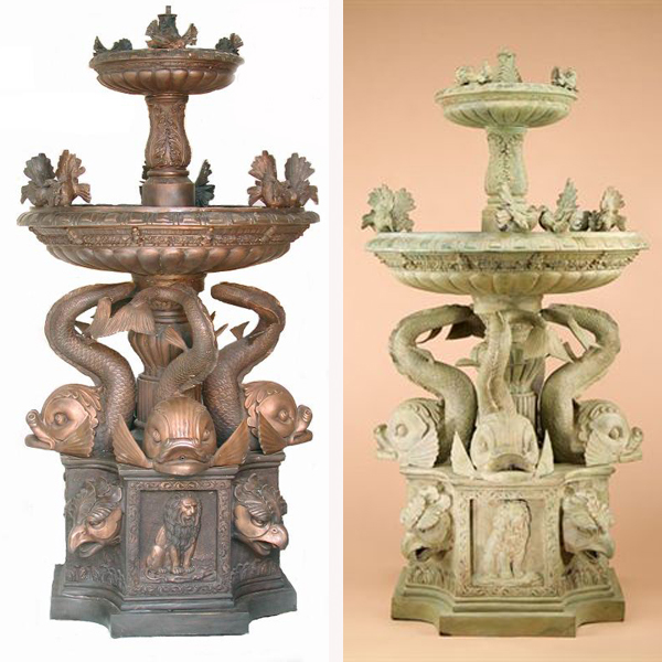 Romain Bronze Fountain with 3 Fishes