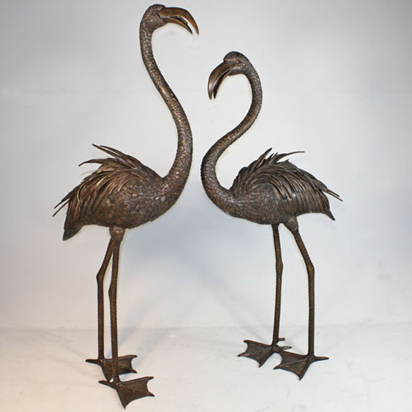 Pair of Bronze Flamingo Fountain