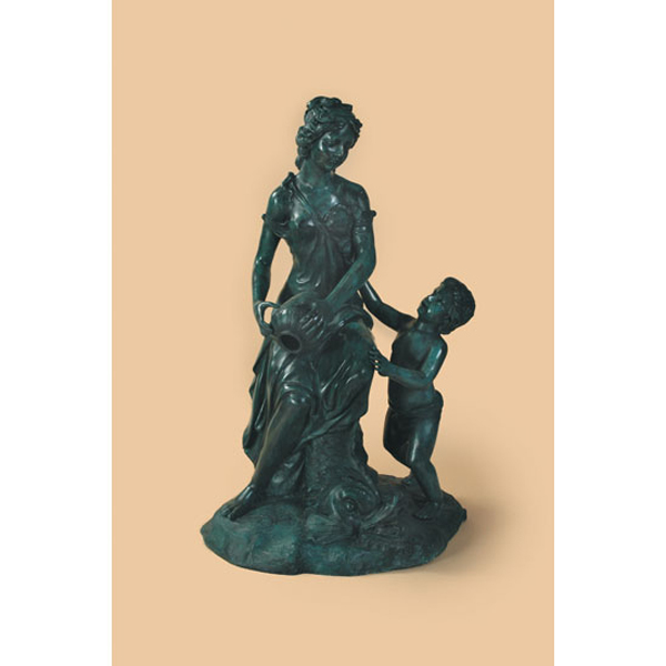Bronze Fountain Lady with Child