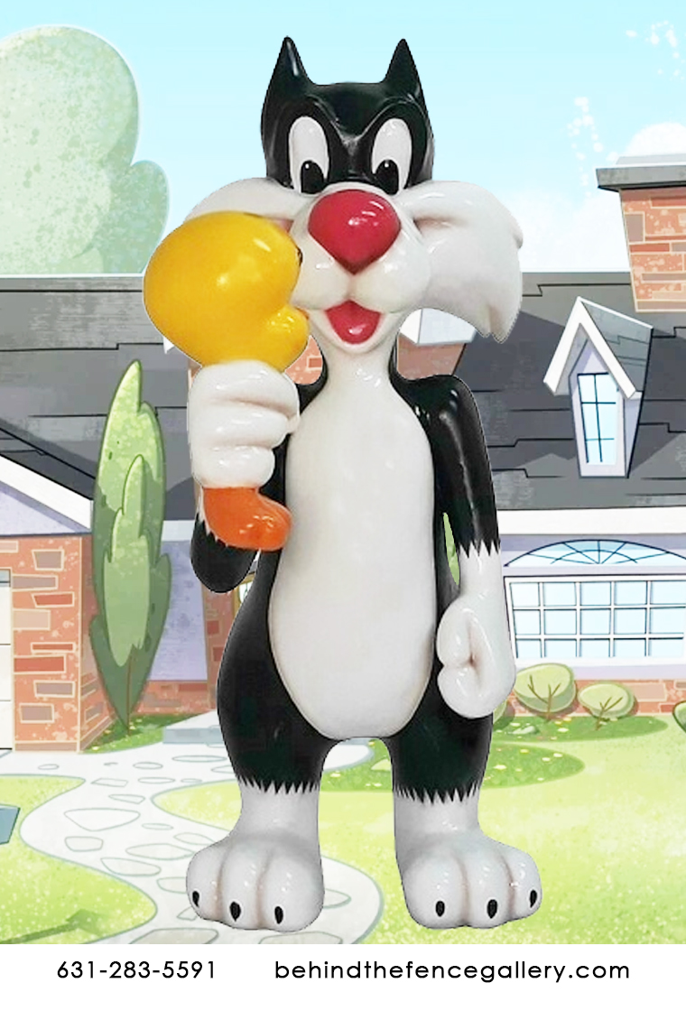 Jumbo Looney Cat and Bird Statue