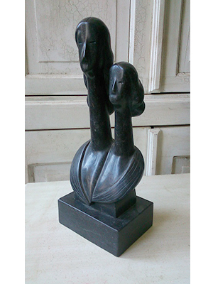 Marble Sculpture of Mom and Daughter