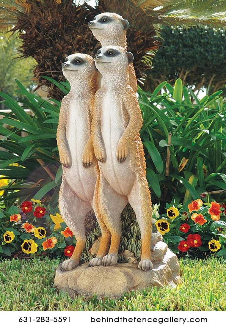 Standing Meerkat Gang Family Fiberglass Statue