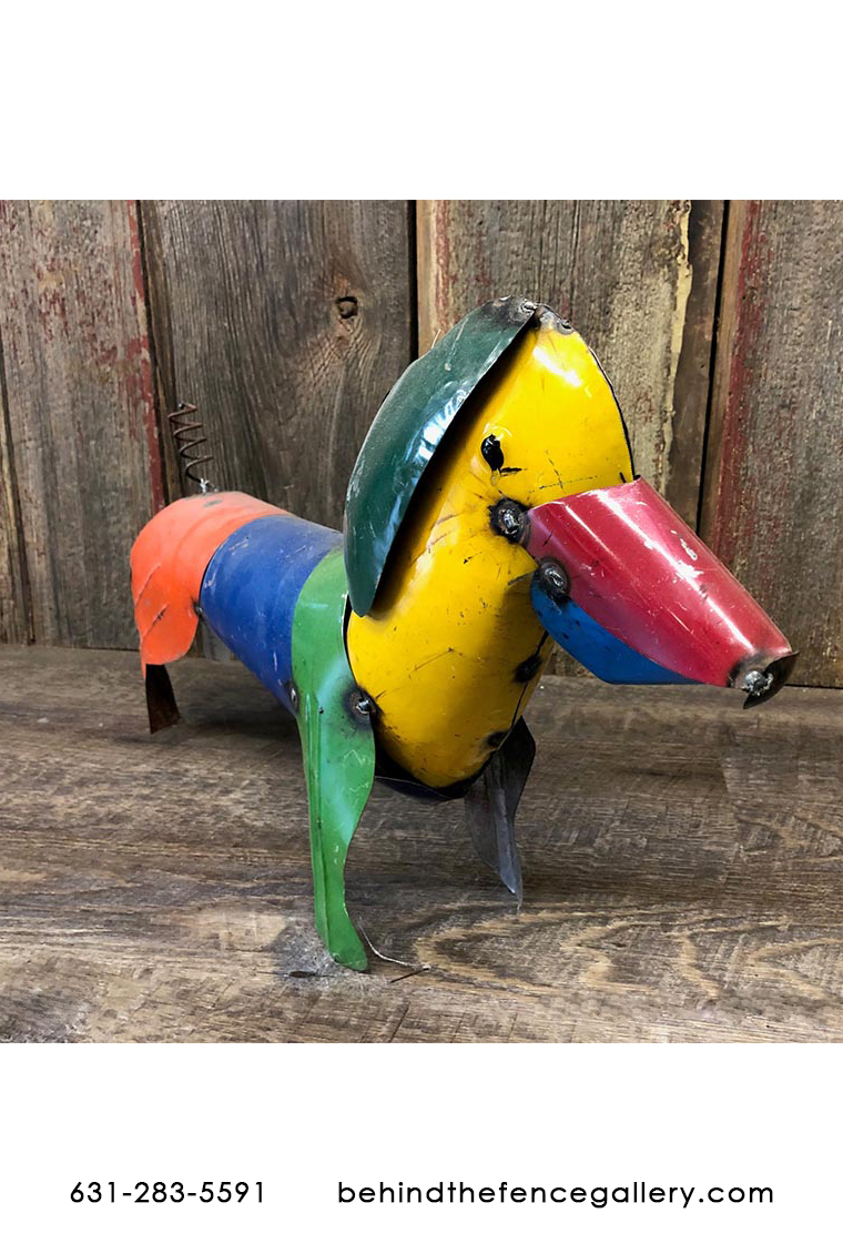 Recycled Tin Dachshund Statue