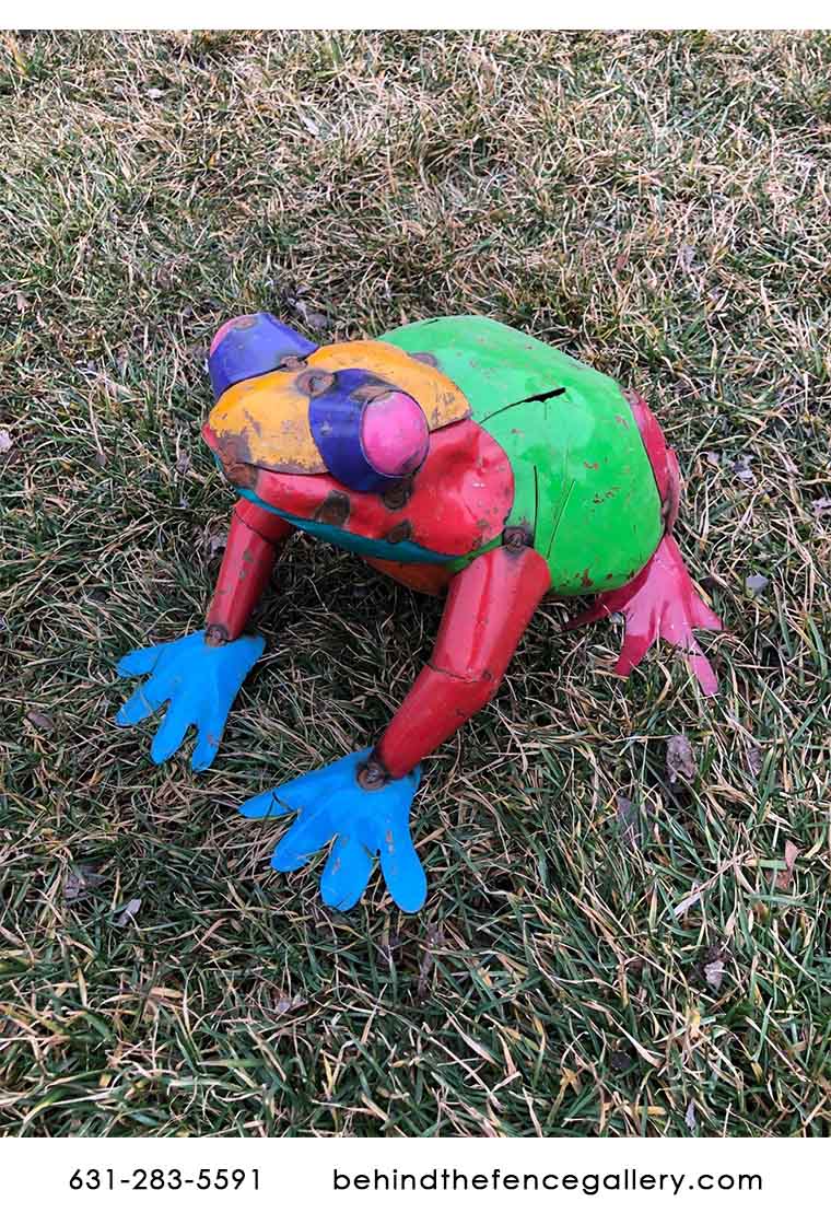 Recycled Metal Frog Statue - Large