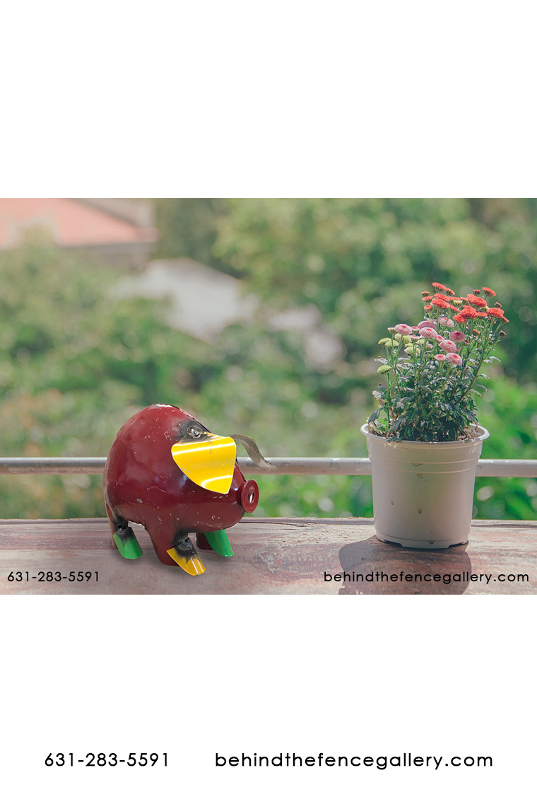 Recycled Metal Pig Statue - Mini