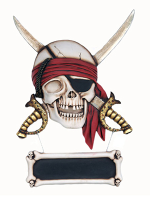 Pirate Skull with Sword wall sign