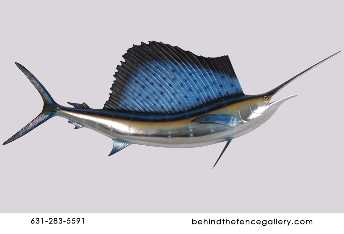 Sailfish Fish Wall Mounted Fiberglass Statue